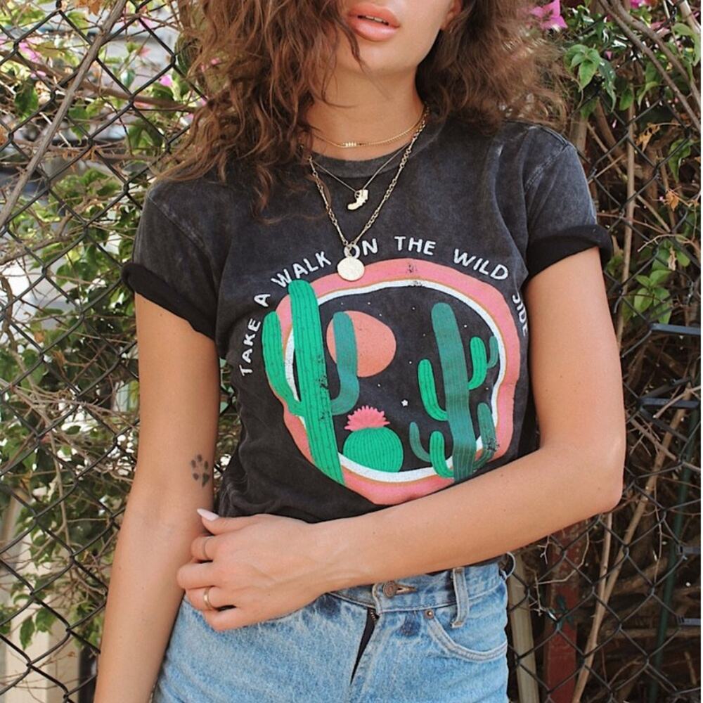 Life Clothing Co Take A Walk On The Wild Side Graphic Tee Medium Cactus Western